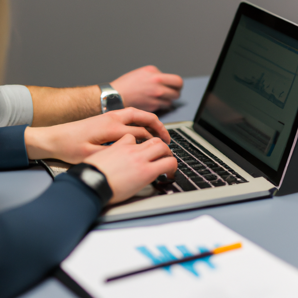 Instructor guiding a student on a laptop with a marketing analytics dashboard visible on screen